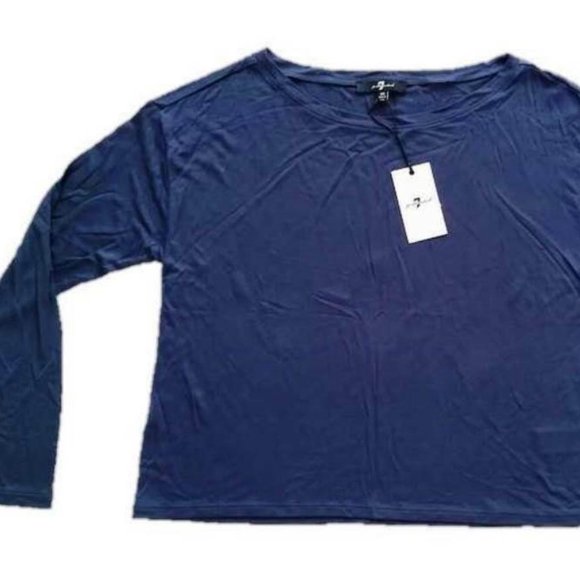 7 FOR ALL MANKIND Long Sleeve BOATNECK Modal TOP - Picture 1 of 1